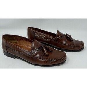 Sandro Moscoloni Angelo AMB Leather Tassel Loafer Men Sz 8.5 Brown Made In Spain